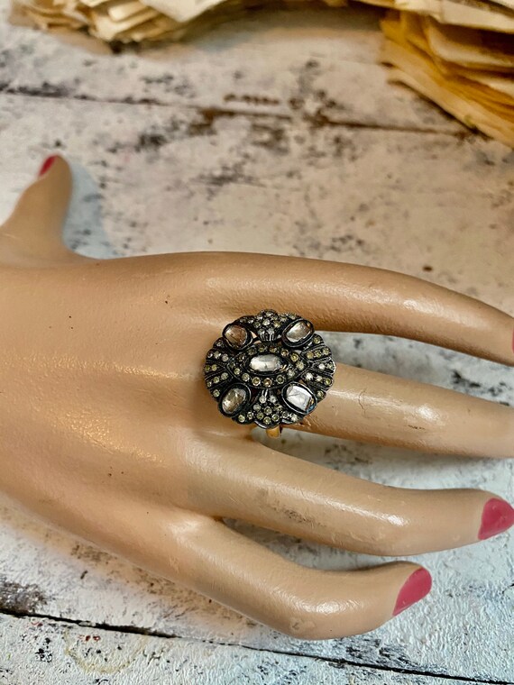 Antique 2.70 CT Round Cut Diamond Cluster Engagement Ring 14K Yellow Gold Finish