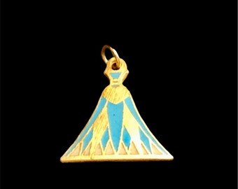Gold Plated Enamel Pyramid Charm King Tut Souvenir