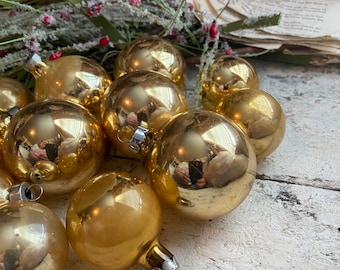 Gold Christmas Mercury Glass Vintage Ornaments