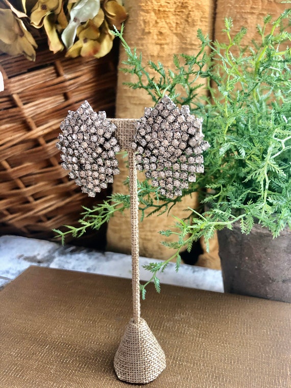 Rhinestone Earrings Clip Earring Statement Earrin… - image 1