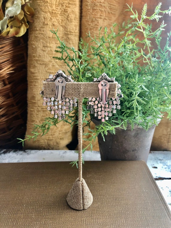 Rhinestone Earrings Clip Earring Statement Earrin… - image 4