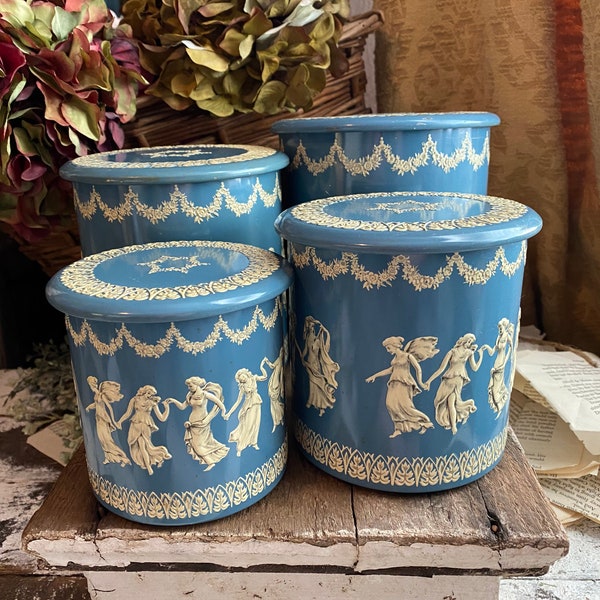 Blue and White Canisters Etsy