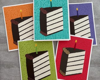 Tarjetas de cumpleaños con diseño de rebanada de pastel