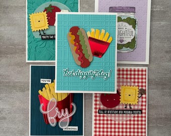 Tarjetas hechas a mano con temática de comida