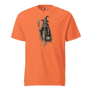 Skeleton Witch Shirt, Comfort Colors 1717, Vintage Halloween Tee, Spooky Witch Skeleton Graphic, Gothic Pumpkin Unisex Gift