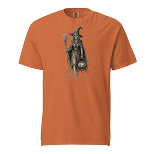 Skeleton Witch Shirt, Comfort Colors 1717, Vintage Halloween Tee, Spooky Witch Skeleton Graphic, Gothic Pumpkin Unisex Gift