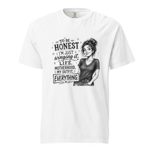 Messy Bun Mom Shirt, Just Winging It Tee, Funny Mom Life Motherhood My Outfit Everything, Sarcastic Mom T Shirt, Gift for Mom