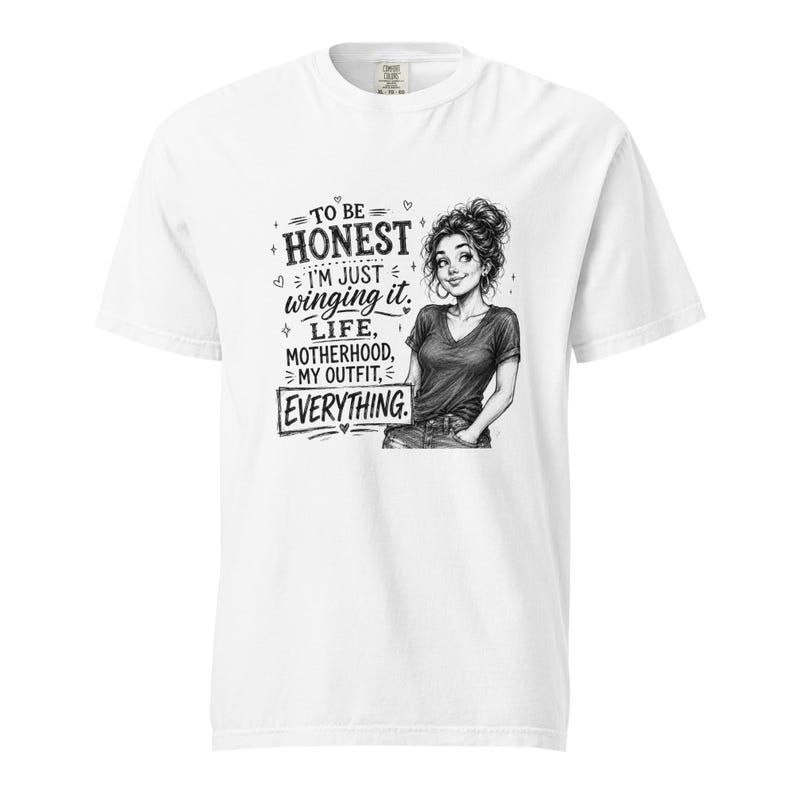 Messy Bun Mom Shirt, Just Winging It Tee, Funny Mom Life Motherhood My Outfit Everything, Sarcastic Mom T Shirt, Gift for Mom