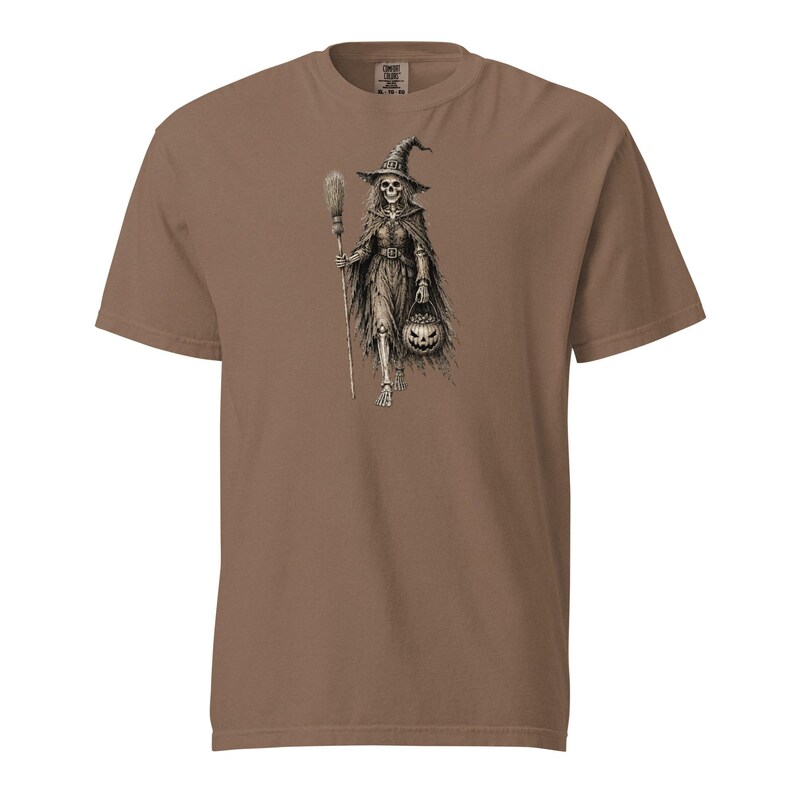 Skeleton Witch Shirt, Comfort Colors 1717, Vintage Halloween Tee, Spooky Witch Skeleton Graphic, Gothic Pumpkin Unisex Gift