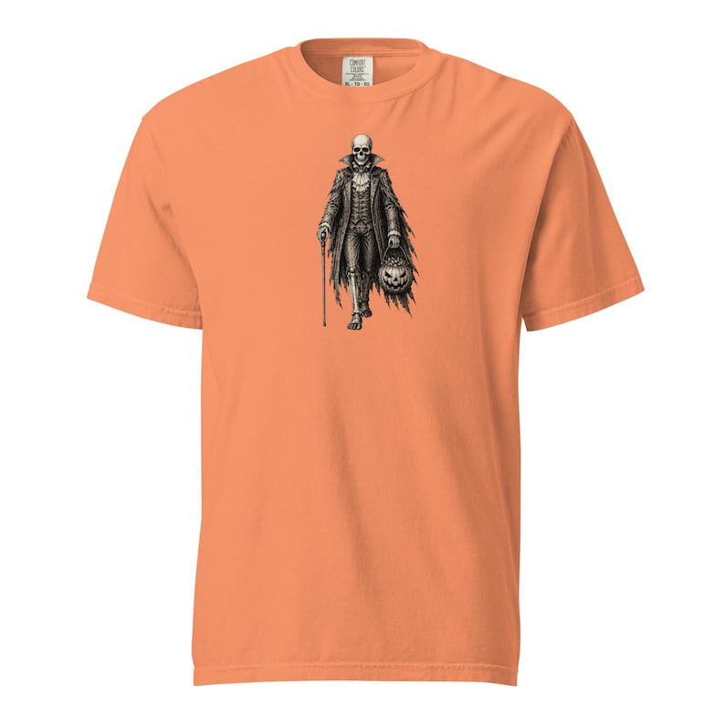 Skeleton Gentleman Shirt, Comfort Colors 1717, Victorian Halloween Tee, Gothic Skeleton Pumpkin Graphic, Vintage Spooky Unisex Gift