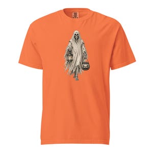 Ghost Skeleton Halloween Shirt, Comfort Colors 1717 Tee, Vintage Spooky Ghost Skeleton Graphic, Pumpkin Lantern Shirt, Unisex Halloween Tee