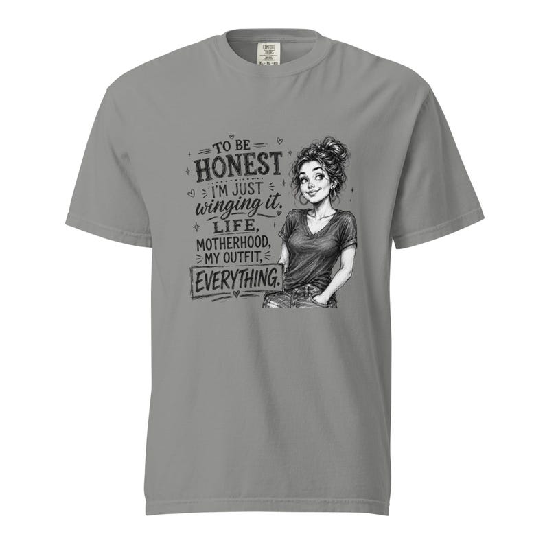 Messy Bun Mom Shirt, Just Winging It Tee, Funny Mom Life Motherhood My Outfit Everything, Sarcastic Mom T Shirt, Gift for Mom