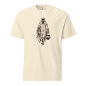 Ghost Skeleton Halloween Shirt, Comfort Colors 1717 Tee, Vintage Spooky Ghost Skeleton Graphic, Pumpkin Lantern Shirt, Unisex Halloween Tee