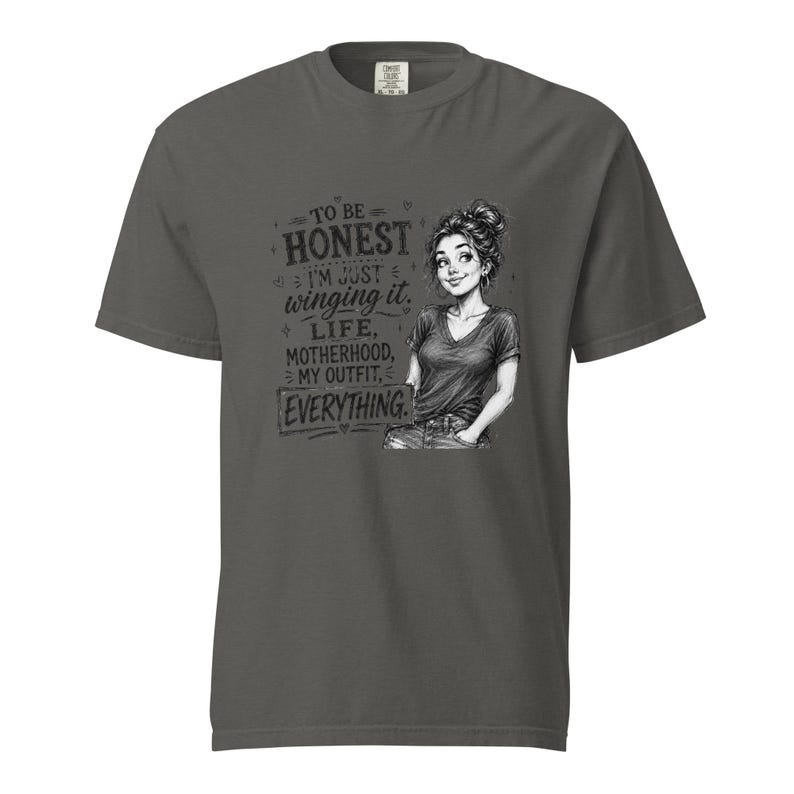 Messy Bun Mom Shirt, Just Winging It Tee, Funny Mom Life Motherhood My Outfit Everything, Sarcastic Mom T Shirt, Gift for Mom