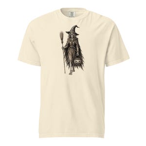 Skeleton Witch Shirt, Comfort Colors 1717, Vintage Halloween Tee, Spooky Witch Skeleton Graphic, Gothic Pumpkin Unisex Gift