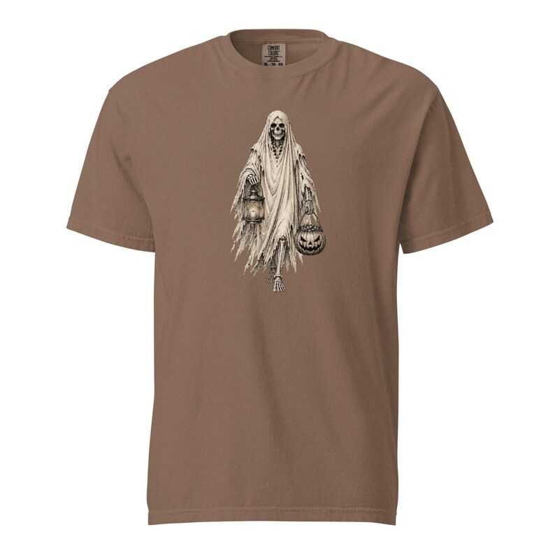 Ghost Skeleton Halloween Shirt, Comfort Colors 1717 Tee, Vintage Spooky Ghost Skeleton Graphic, Pumpkin Lantern Shirt, Unisex Halloween Tee