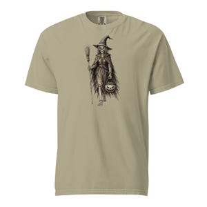 Skeleton Witch Shirt, Comfort Colors 1717, Vintage Halloween Tee, Spooky Witch Skeleton Graphic, Gothic Pumpkin Unisex Gift