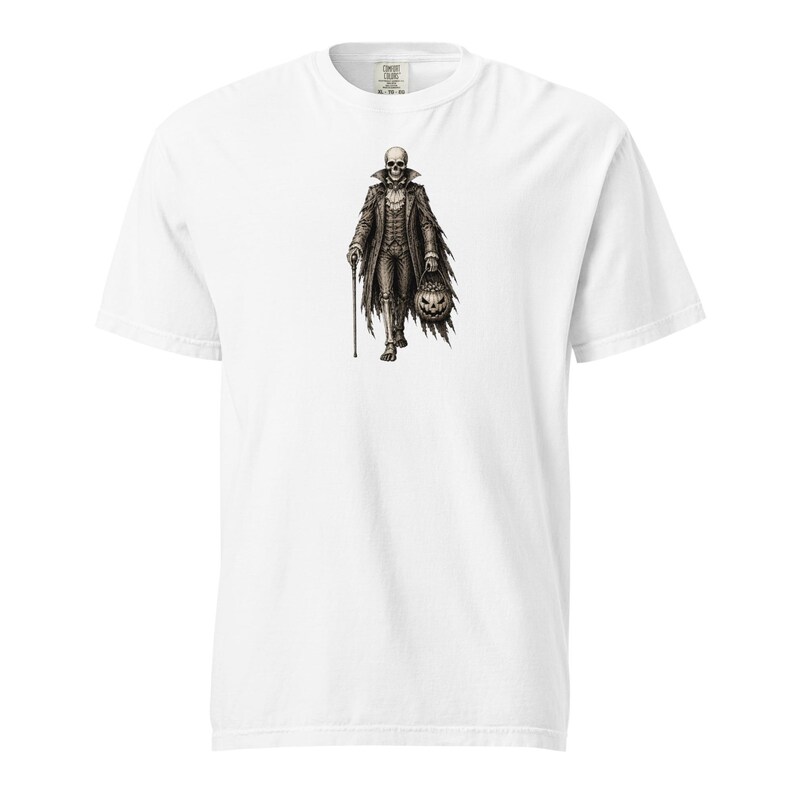 Skeleton Gentleman Shirt, Comfort Colors 1717, Victorian Halloween Tee, Gothic Skeleton Pumpkin Graphic, Vintage Spooky Unisex Gift