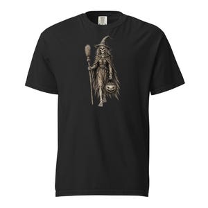 Skeleton Witch Shirt, Comfort Colors 1717, Vintage Halloween Tee, Spooky Witch Skeleton Graphic, Gothic Pumpkin Unisex Gift