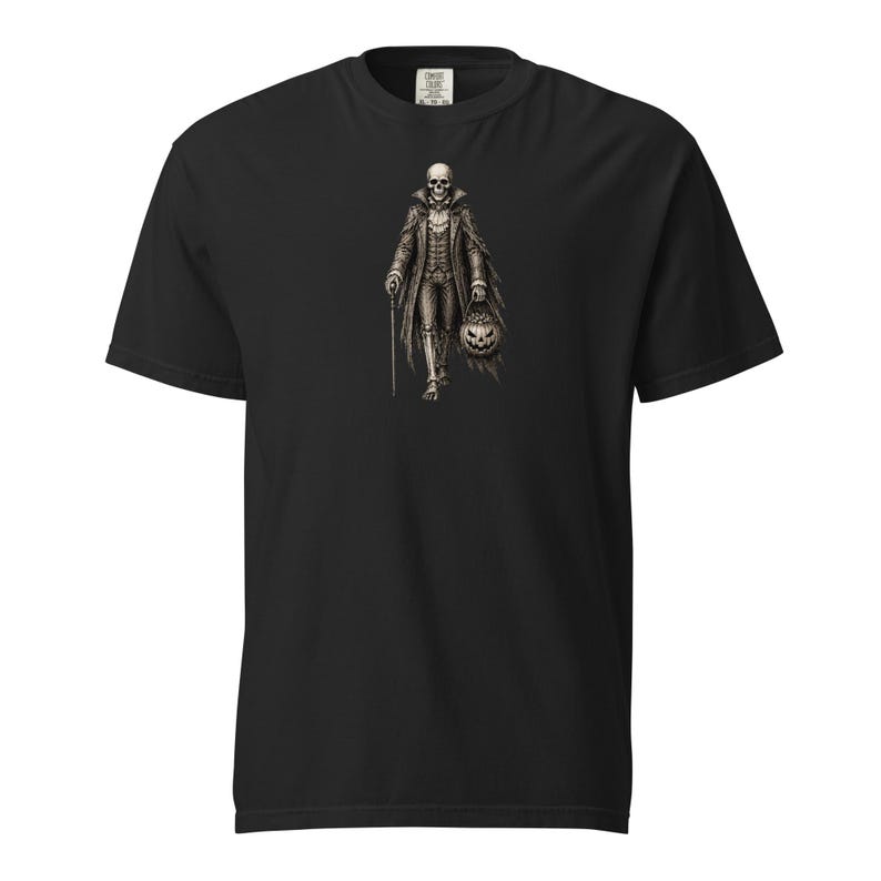 Skeleton Gentleman Shirt, Comfort Colors 1717, Victorian Halloween Tee, Gothic Skeleton Pumpkin Graphic, Vintage Spooky Unisex Gift