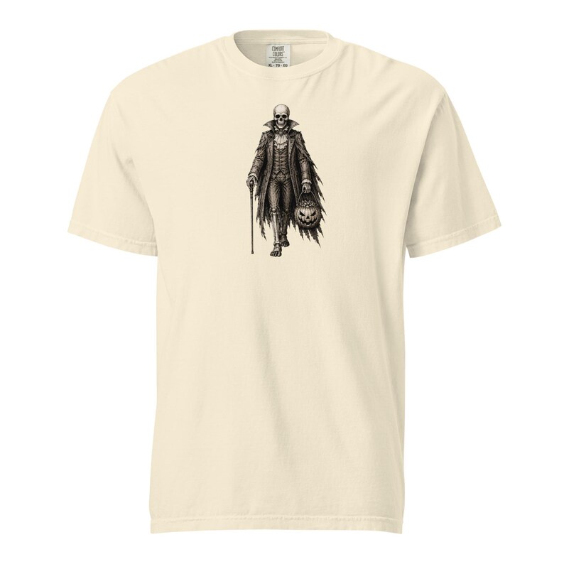 Skeleton Gentleman Shirt, Comfort Colors 1717, Victorian Halloween Tee, Gothic Skeleton Pumpkin Graphic, Vintage Spooky Unisex Gift