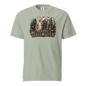 Halloween Comfort Colors® 1717 Shirt | Vintage Skeleton Halloween Tee | Spooky Ghost Witch Pumpkin Graphic | Unisex Garment-Dyed T-Shirt