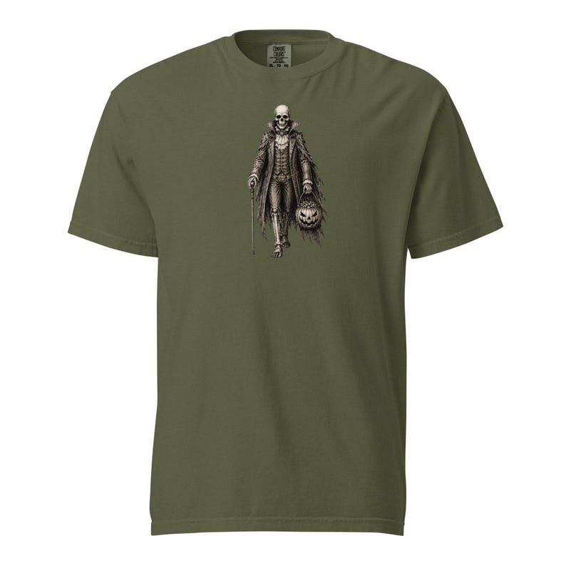 Skeleton Gentleman Shirt, Comfort Colors 1717, Victorian Halloween Tee, Gothic Skeleton Pumpkin Graphic, Vintage Spooky Unisex Gift