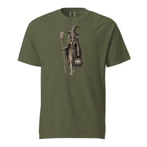 Skeleton Witch Shirt, Comfort Colors 1717, Vintage Halloween Tee, Spooky Witch Skeleton Graphic, Gothic Pumpkin Unisex Gift