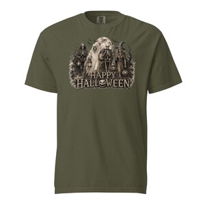 Halloween Comfort Colors® 1717 Shirt | Vintage Skeleton Halloween Tee | Spooky Ghost Witch Pumpkin Graphic | Unisex Garment-Dyed T-Shirt