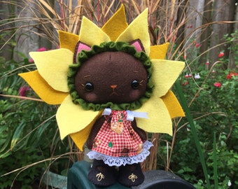 Sunflower Kitten in Red Gingham