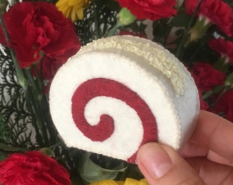 Felt Peppermint Swirl Swiss Roll Cake Slice