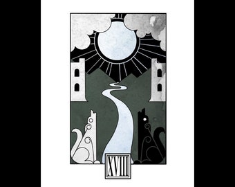 XVIII The Moon - A Lazy Crow Tarot Deck Major Arcana Print