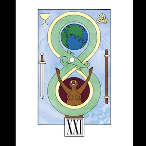 XXI The World - A Lazy Crow Tarot Deck Major Arcana Print