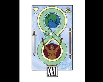 XXI The World - A Lazy Crow Tarot Deck Major Arcana Print