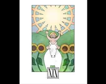 XIX The Sun - A Lazy Crow Tarot Deck Major Arcana Print