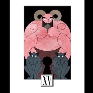 XV The Devil - A Lazy Crow Mazzo di Tarocchi Arcani Maggiori Stampa
