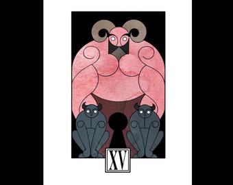 XV The Devil - A Lazy Crow Tarot Deck Major Arcana Print