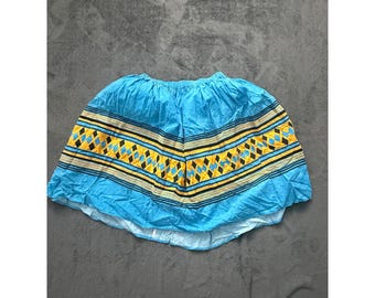 Vintage Seminole Patchwork Skirt Turquoise Native American Ribbon Style Folk Art