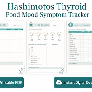 Hashimotos Thyroid Tracker Printable PDF, Food Mood Symptom Log, Autoimmune Diet Tracker, Thyroid Journal