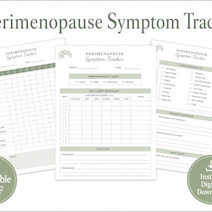 Perimenopause Symptom Tracker Printable PDF, Menopause Journal,Hormone Log, Doctor Visit Prep Sheet, Hot Flash Tracker, Women Health Planner