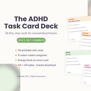 Tarjetas de actividades para el TDAH y la disfunción ejecutiva, planificador de rutinas para personas neurodivergentes (descarga digital)