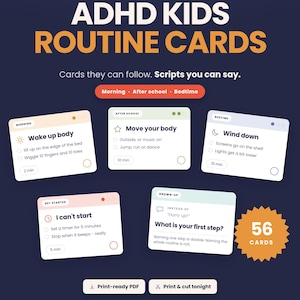 ADHD Kids Routine Cards, Visual Schedule, Parent Scripts (PDF Download)