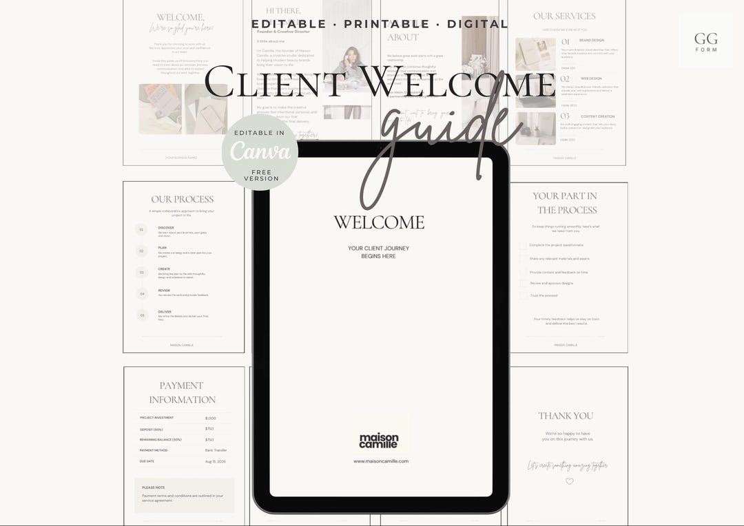 Client Welcome Guide Template | Editable Canva Client Guide | Client ...