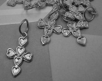 027 Amuletos de Cruz de Corazones de Plata - ¡La Llave de Tu Corazón! Ángeles Religiosos Cristianos