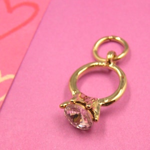 Gold Diamond Ring Jewelry with Swarovski Crystal Charm