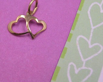 Gold Double Heart Valentine Sweetheart charm