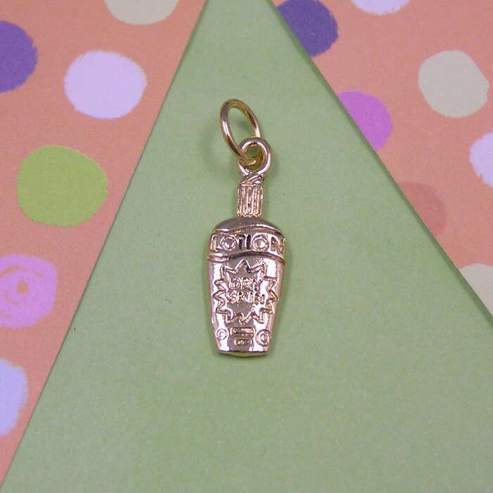 H4 Gold Lotion Bottle Charm - cosmetics, mary kay, avon, jafra, spa