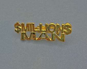 Broche Million Dollar Man de oro vintage y diamantes de imitación de cristal Swarovski, premios, motivación, reconocimiento, incentivos, ventas, joyería y capacitación