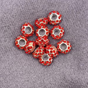 Swarovski Ruby Red with Sterling Silver Plate Charm Bracelet Necklace Crystal Bead - 10mm diameter  x 5mm hole - sold singly