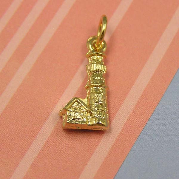 E17 Gold Lighthouse Charm Sea Ocean Beach Nautical